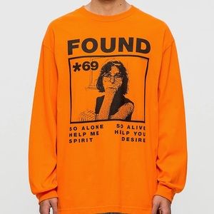 PLEASURES 'FOUND' Orange Long Sleeve Tee Size M